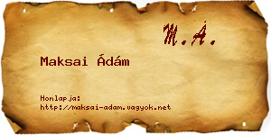 Maksai Ádám névjegykártya